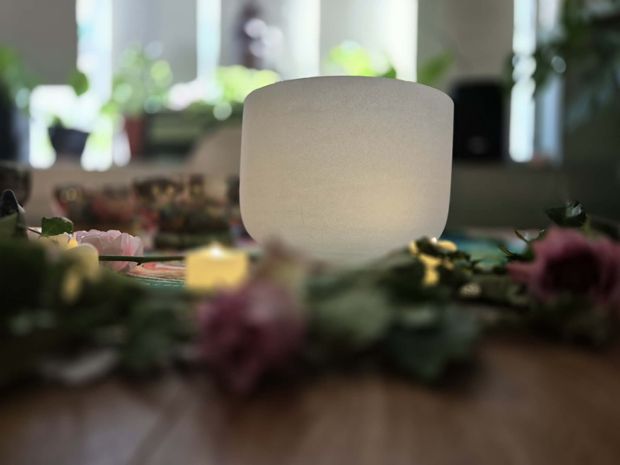 Tibetan singing bowls prepared for a Sacred Sound sound bath